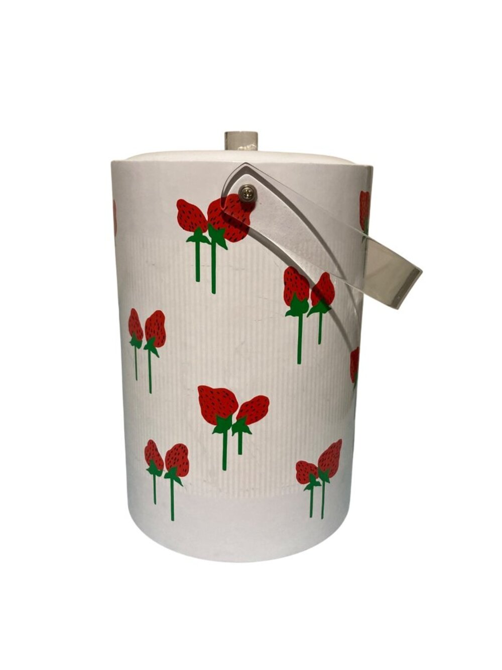 Vintage David Davir Strawberry Vinyl And Lucite Ice Bucket